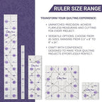 The Quilted Bear Quilting Rulers - Transparent Acrylic Non Slip Quilting, Patchwork & Sewing Ruler with Clear Black Lines & 30, 45 & 60 Degree Angles for Perfect Accuracy & Precision (6" x 6")