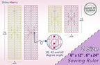 Quilting Ruler 6"x24",Non-Slip Clear Acrylic Sewing Ruler with Easy-to-Read Grid,Pink & Black Grid Design,Perfect for Fabric,Patchwork,Cutting & Sewing Crafts,Durable Tool for Quilting