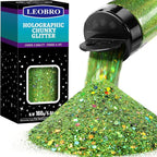 LEOBRO Green Glitter, 160g/5.64oz Light Green Chunky Glitter for Crafts, Resin, Body Nail, DIY Decorations