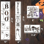 Halloween Stencils for Painting Large Skeleton Welcome Stencil for Porch Sign Reusable Ghost Boo Trick or Treat Templates for Wood Walls Windows Door Mat Fabric Door Hanger