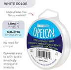 The Beadsmith Opelon Stretch Cord – Elastic Beading Fiber, White, 1.2 mm Diameter, 25 Meters (82 ft) Spool