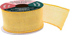 Mandala Crafts Yellow Burlap Wired Ribbon 2 Inches Wide Jute Ribbons for Crafts - 10 Yds Roll Rustic Burlap Wrap Trim Ribbons for Wreaths Bows Party Decoration