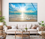 My Photostation.com 43Wx27H'' Beautiful Sunset & Ocean Glass Wall ArtTempered Glass Printing Wall Decor Large Wall Art Wall Hangings