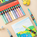 24 Colors Paint Markers, Dual-Color Acrylic Pens with Brush Tips, Double Tipped for Rocks & Art Supplies (12pcs/24colors)