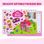 OKOOKO Dress Up House Felt Board 35PCS Double-Sided Foldable Dress Up Teaching Girls Toy Preschool Crafts Storytelling Early Learning Interactive Play Kit for Toddlers Kids