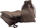 Palmhomee Pack of 25 Burlap Gift Bags with Drawstring Linen Jewelry Pouches Wedding Hessian Jute Bags for Birthday Jewelry and Treat Pouches Party Wedding Favors Gift Art and DIY Craft   (4x5.6 Inch, Coffee)