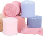 TONIFUL 4 Rolls Pink & Blue Chiffon Ribbon 1 1/2 Inch 5.5 Yards Fabric Silk for Gift Wrapping, Wedding Party Decoration, Flower Bouquet, Bows Making, DIY Crafts