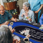 Folding Poker Table, 8 Player Portable Design with Collapsible Legs & Cup Holders, 72 Inch Foldable Casino Table for Quick Setup, Texas Holdem & Card Games