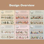 Christmas PET Tape Set - Seamless Loop Design with Snowy Villages, Festive Cats and Holiday Scenes, Includes Decorative Clip, Self-Adhesive Rolls for Scrapbook, Journal and DIY Decor