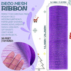 Anivia Deco Mesh Ribbon, 10inch x 30 Feet Each Roll Metallic Foil Mesh Ribbon for Wreaths Swags, Holloween, and Christmas Tree Decoration (Purple/Purple Foil)