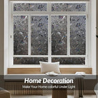 NINETREX Window Privacy Film,Decorative Window Film Frosted,Stained Glass Window Cling,Heat Blocker Non-Adhesive for Home,Grayish Black 29.5 x 78.7inch