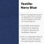 Jacquard Textile Paint 8 Oz Navy Blue for Clothes, Furniture Upholstery, Shoes or Tote Bags – Indoor & Outdoor