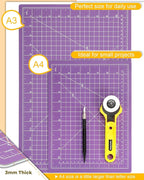 Density-upgraded 9"x12" Self Healing Cutting Mat, Idemeet Rotary Sewing Mat for Crafts, 5-Ply Blade Table Protector Cut Board for Fabric Leather Cutting Quilting Modeling Hobby Project, A4, Purple