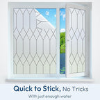 rabbitgoo Window Privacy Film for Glass Windows, Frosted Glass Cling with Decorative Moroccan Lattice, Removable Heat Control Sun Blocking Door Covering Sticker for Home Bathroom, 11.8 x 157.4 inches