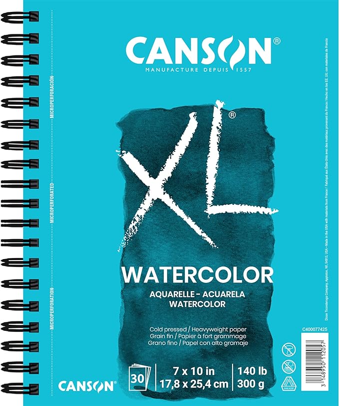 Canson XL Series Mixed Media Pad 60 Sheets with Watercolor Paper Pad 30 Sheets, 7x10 inches