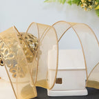 CT CRAFT LLC Sheer Organza Wired Ribbon 1.5" x 50Yards Tan (Gold) for Wedding Chair Bow Flora Bouquet Gift Wrapping Christmas Tree Home Decor Wreath