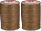 uxcell Round Leather Sewing Waxed Thread, 55m / 60 Yards Polyester Wax String, 0.80mm Wax Stitching Cord for Leather Crafts, Bookbinding, Bracelets Braided, Light Brown, 2pcs