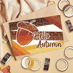 Whaline 12 Rolls Fall Washi Tapes Foil Gold Decorative Tape Autumn Gnome Pumpkin Fall Leaves Turkey Patterned Masking Tape for Fall Thanksgiving Scrapbook Journal DIY Craft Gift Wrapping, 0.6Inch