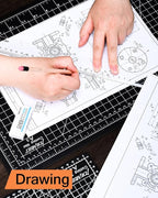 Density-upgraded 9"x12" Self Healing Cutting Mat, Idemeet Rotary Sewing Mat for Crafts, 5-Ply Blade Table Protector Cut Board for Fabric Leather Cutting Quilting Modeling Hobby Project, A4, Black