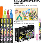 Gunsamg Fine Tip Acrylic Paint Markers – 100 Colors Acrylic Paint Pens for Rock, Glass, Wood, Stone, Ceramic, Fabric, Metal, Canvas – Permanent Waterproof No Bleed Paint Pens for Crafts & Art Supplies