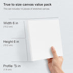 PHOENIX Small Stretched Canvas for Painting 6x6 Inch/14 Bulk Pack, 8 Oz Triple Primed 5/8 Inch Profile 100% Cotton White Blank Canvas, Square Framed Canvas for Oil Acrylic & Pouring Art