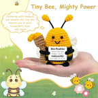 Positive Crochet Animals Bee Gifts - Birthday Gifts for Women Men, Inspirational Gift for Sister Friends Coworkers Boss, Appreciation Presents, Emotional Cheer Up Crochet Bee Cute Decor Small Stuff
