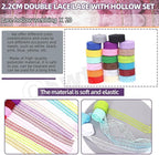 Swpeet 20 Rolls in Total 200 Yards 2.2cm×10 Yards Colorful Lace Ribbon Unilateral Floral Pattern Fabric Lace Ribbon, Lace Trim Ribbon Crafting Lace for Wedding Decorating, Sewing Gift Wrapping