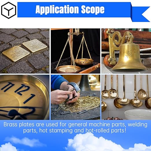 Brass Sheet,4" x 4"-18 Gauge(1mm) Thickness,99.9% Pure Brass Plates for DIY, Jewelry, Electrical, Repair, Industrial(2 Pac）