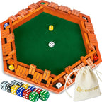 Queensell Shut The Box Game Wooden Board for 1-6 Players - 16-inch Shut The Box Game 12 Numbers for Adults & Kids - Ideal for Games Night