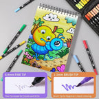 Dual Tip Markers, Double Brush Art Markers Set with Fine Tip and Brush Tip for Adult Coloring Book, Hand Lettering, Calligraphy & Drawing, Art Supplies Kit for Kids and Adults (100 Colors)