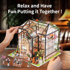 DIY Miniature House Kit, Miniature Kit with LED, Dollhouse Kit for Adults Teen, Mini House Building Kit for Birthday, Jenny Greenhouse