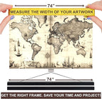 DACRI HOME 74" Magnetic Poster Hanger Frame - Sturdy Teak Wood Poster Frame, Strong Magnets for Safe Hanging Map Picture Print Scroll Wall Art 74x26 74x36 74x48 (74 Inch, Black)