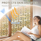 3D Stained Glass Window Privacy Film, Heat Control UV Blocking Static Cling Decorative Window Film for Bathroom,Front Door,Home Non Adhesive,GiltGaze 16.9 x 78.7 inches