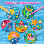 klmars Mermaid Themed Wooden Painting Kit-Glow in The Dark-Arts & Crafts Gifts for Kids Girls Ages 6-12-Wood Slice Craft Activities Kits -Mermaid Art Toys for Kids Christmas Gifts