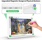 Zocelight Rechargeable A4 Light Board for Diamond Painting,Magnetic Bright Light Box for Tracing,Wireless LED Light pad with Physical Buttons,3 Colors,Dimmable 9000LUX Lightbox for Drawing,Sketching