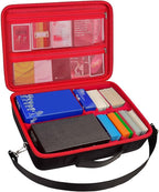 ALLPRIMO Trading Card Case Storage Box for 2700+ Cards. Deck Boxes Travel Organizer Holder Compatible with TCG/for Topps Baseball Sports/for C.A.H/for UNO/for MTG/for Yu-Gi-Oh Games -Red Zipper