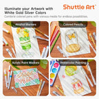 Shuttle Art White Gold Silver Gel Pens, 6 Pack 0.7mm, 1.0mm Metallic Gel Ink Pens Fine Point for Black Paper Highlighting Card Making Scrapbooking Coloring Writing Drawing School Office Home