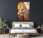 My Photostation.com Round 24'' Jesus and Virgin Mary Glass Wall Art Tempered Glass Printing Wall Decor Large Wall Art Wall Hangings