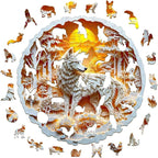 Wooden Puzzles for Adults, 3D Wolf Wooden Puzzles 200 Pieces, Unique Animal Shaped Wood Challenging Jigsaw Puzzles Gifts for Adults, 11.4x11.4in