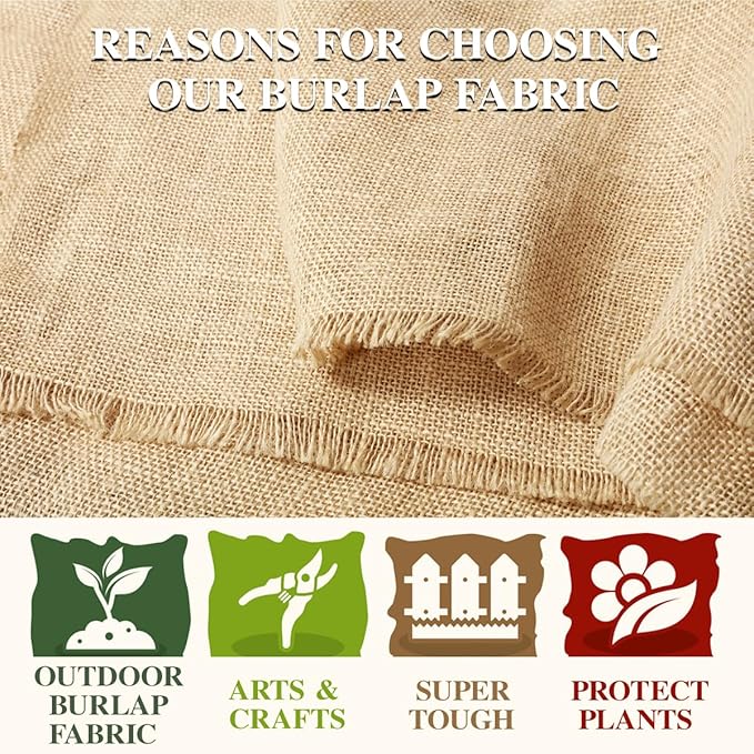 Burlap Fabric Roll, 40" x 30 Feet Burlap Garden Fabric Natural Jute for Decorations, Crafts, Weddings, Table Runner, Landscaping, Plants & Tree Covering