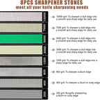 RUIXIN PRO 8 Pcs Diamond Knife Sharpening Stones for RUIXIN PRO RX-008 RX-009 Knife Sharpener Fixed - Angle Kit, Professional Whetstone Set With Base: 200/400/800/1200/3000/5000/7500/10000 Grit