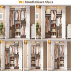 48" Small Closet Organizer, 4FT Small Closet System with 4 Closet Rods & 3 Shelves, 80"H Small Closet Organizers and Storage for Small Bedooms, Cloakrooms, Laundry Rooms, White