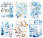 60Pcs Snow Country Winter PET Stickers, Large Landscape Stickers for Scrapbooking, DIY Crafts, Journaling, and Junk Journal Ephemera with Organizer
