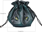 Large DND Dice Bag Leather Dice Storage Bag Dark Green D&D Drawstring Pouch with Pockets for RPG Table Games - Can Hold 200+ Polyhedral Dice