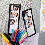 Magnetic Frames For 2x6 Photo Booth Strips – Set of 5 – White, Black, or Floral Design Photo Picture Holders – Magnetic Paper Cutout for Photobooth Photos – Simple Slim Frames for Fridge, Locker, or Party Keepsakes (5, BLACK)