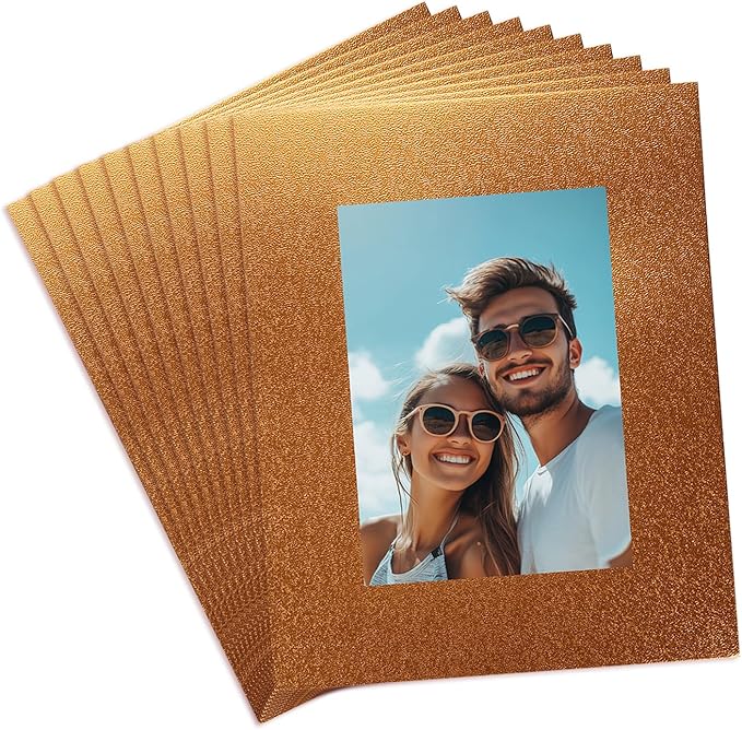 uxcell 10Pcs Picture Mats, 8 x 10 Mat Board Center for 5 x 7 Pictures Acid Free White Core Bevel Cut Frame Mattes for Display Art Measuring, Gold
