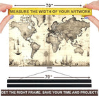 DACRI HOME 70" Magnetic Poster Hanger Frame - Sturdy Teak Wood Poster Frame 70x48 70x50 70x60, Strong Magnets for Easy Hanging Map Picture Canvas Print Scroll Wall Art (70 Inch, Black)