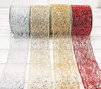 CT CRAFT LLC Sparkling Glitter Mesh Wired Ribbon 2.5" x 10 Yards Gold for Christmas Home Decor Bow Gift Wrapping DIY Crafts Wreath