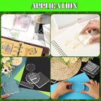 2Pcs Clear Stamp Blocks Set, 2 x 2 Inch Square Acrylic Blocks for Stamping With Grid Lines - Scrapbooking Crafts Tools