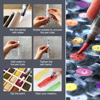Watercolor Paint Set,100 Colors in Nature Bamboo Box,Portable Water Colors Kit with Papers and Brush Pens,Great for Kids Adults Beginners & Professionals